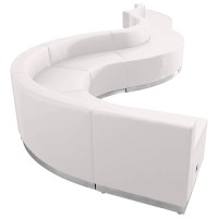 Flash Furniture Hercules Alon Series White Leathersoft Reception Configuration, 9 Pieces