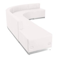 Flash Furniture Hercules Alon Series White Leathersoft Reception Configuration, 5 Pieces