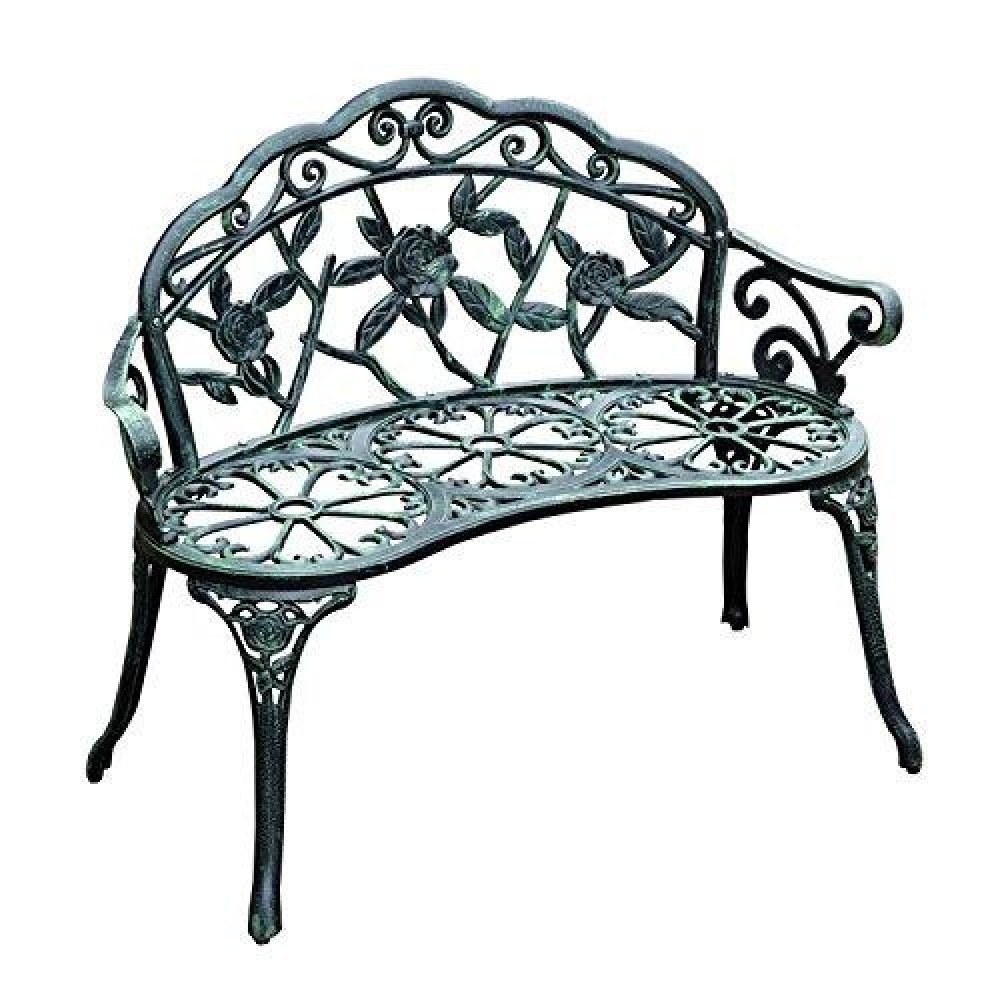 Outsunny Cast Iron Antique Rose Style Outdoor Patio Garden Park Bench, 40