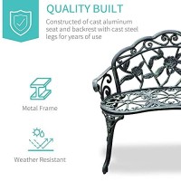 Outsunny Cast Iron Antique Rose Style Outdoor Patio Garden Park Bench, 40