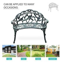 Outsunny Cast Iron Antique Rose Style Outdoor Patio Garden Park Bench, 40