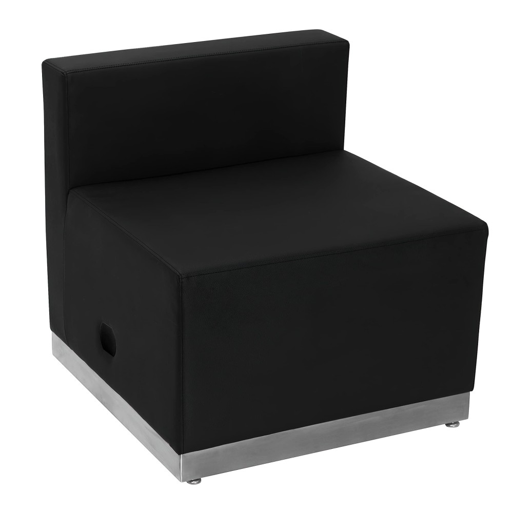 Flash Furniture Hercules Alon Series Black Leathersoft Chair With Brushed Stainless Steel Base