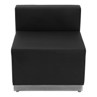 Flash Furniture Hercules Alon Series Black Leathersoft Chair With Brushed Stainless Steel Base