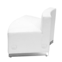 HERCULES Alon Series Melrose White LeatherSoft Convex Chair with Brushed Stainless Steel Base