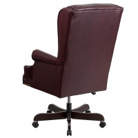 High Back Traditional Tufted Burgundy LeatherSoft Executive Ergonomic Office Chair with Oversized Headrest & Arms