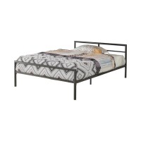 Clean minimalist youth bed in a rich gunmetal finishLow, straight headboard is open for a light look and feelChoose between twin and full sizeConstructed with steelSlat kit included