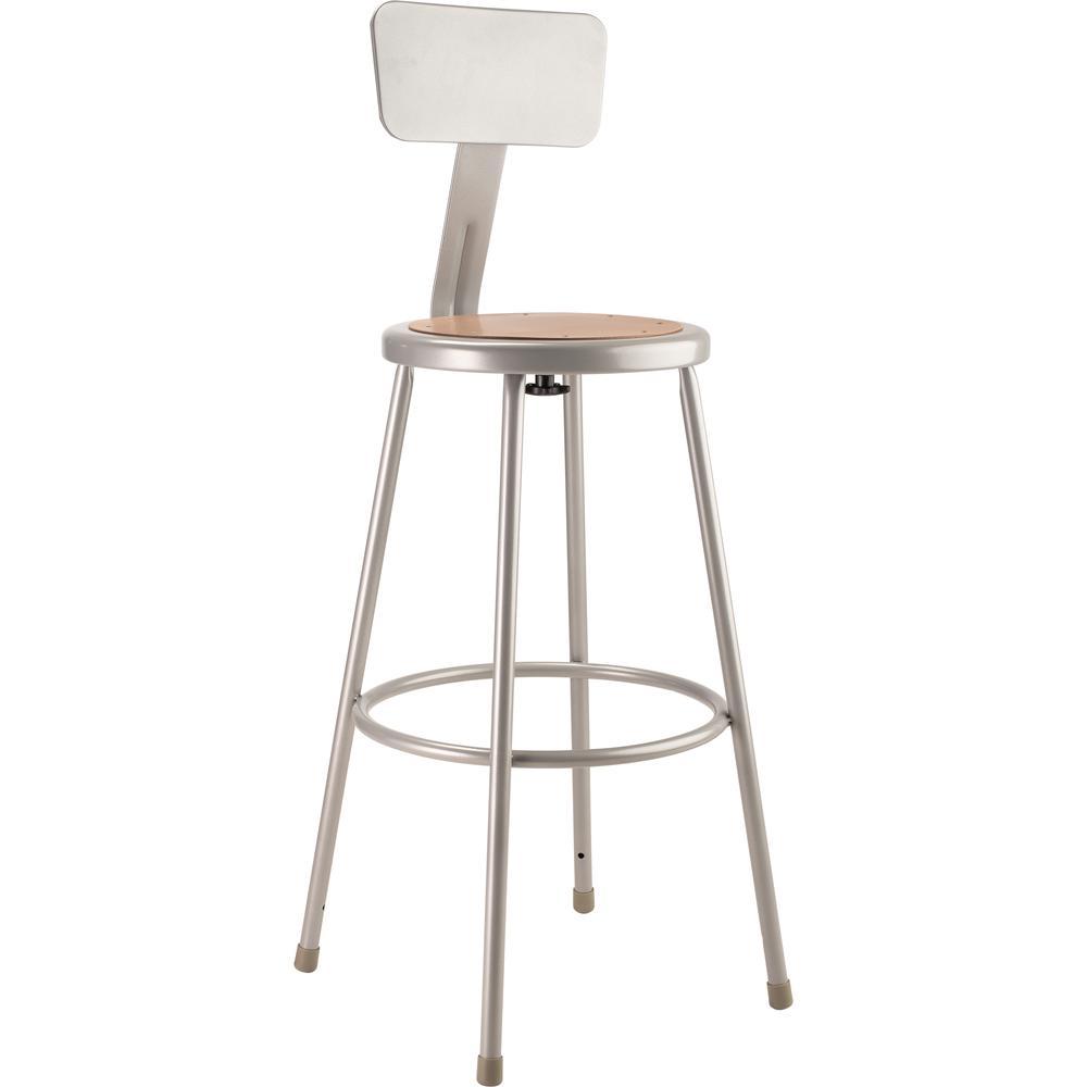 NPS 30Heavy Duty Steel Stool With Backrest, Grey