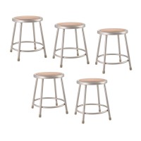 (5 Pack) National Public Seating 18 Heavy Duty Steel Stool Grey