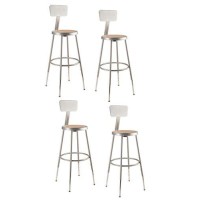 National Public Seating 6224Hb-Cn Steel Stool With Hardboard Seat Adjustable And Backrest 25-33 Grey (Pack Of 4)