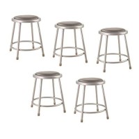 National Public Seating 6418-Cn Steel Stool With 18 Vinyl Upholstered Seat Grey (Pack Of 5)