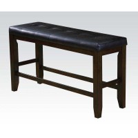 Acme Urbana Counter Height Bench In Black Pu & Espresso 74634(D0102Hiemey)