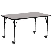 Mobile 30''W X 72''L Rectangular Grey Hp Laminate Activity Table - Standard Height Adjustable Legs