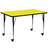Flash Furniture Wren Mobile 30''W X 72''L Rectangular Yellow Hp Laminate Activity Table - Standard Height Adjustable Legs