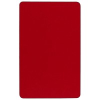 Mobile 30''W X 72''L Rectangular Red Thermal Laminate Activity Table - Height Adjustable Short Legs