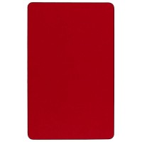 Mobile 36''W X 72''L Rectangular Red Thermal Laminate Activity Table - Height Adjustable Short Legs