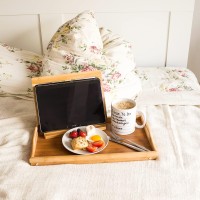 Relaxdays Bamboo Wooden Bed, Serving Tray With Folding Legs And Carrying Handles, 21.5 X 47 X 27 Cm, Brown