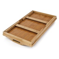 Relaxdays Bamboo Wooden Bed, Serving Tray With Folding Legs And Carrying Handles, 21.5 X 47 X 27 Cm, Brown