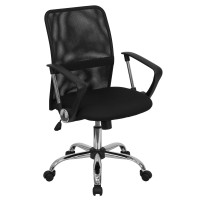 Flash Furniture Mid-Back Black Mesh Swivel Task Chair With Chrome Base