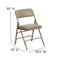 Flash Furniture Hercules Series Curved Triple Braced & Double Hinged Beige Vinyl Upholstered Metal Folding Chair