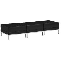 Flash Furniture Hercules Imagination Series Black Leathersoft Three Seat Bench