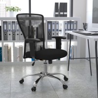 Flash Furniture Mid-Back Black Mesh Contemporary Swivel Task Chair With Chrome Base And Height Adjustable Arms