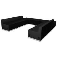 Flash Furniture Hercules Alon Series Black Leathersoft Reception Configuration, 8 Pieces