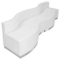Flash Furniture Hercules Alon Series White Leathersoft Reception Configuration, 4 Pieces