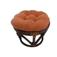 International Caravan Furniture Piece Rattan Ottoman with Micro Suede Cushion