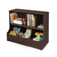 Badger Basket Multi-Bin Toy Storage Organizer And Book Shelf For Kids - Espresso