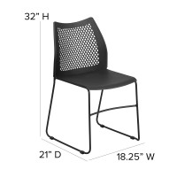 Flash Furniture Hercules Series 661 Lb. Capacity Black Stack Chair With Air-Vent Back And Black Powder Coated Sled Base