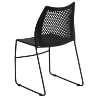 Flash Furniture Hercules Series 661 Lb. Capacity Black Stack Chair With Air-Vent Back And Black Powder Coated Sled Base