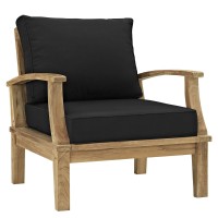 Modway Marina 3 Piece Outdoor Patio Teak Sofa Set In Natural Black