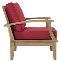 Modway Marina 3 Piece Outdoor Patio Teak Sofa Set In Natural Red