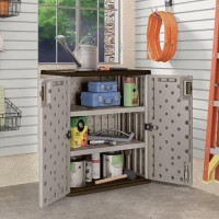 Suncast Base Storage Cabinet Heavyduty Resin Multiwall Storage With Shelves 9 Cubic Feet Capacity Platinum Metallicslate