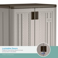 Suncast Base Storage Cabinet Heavyduty Resin Multiwall Storage With Shelves 9 Cubic Feet Capacity Platinum Metallicslate