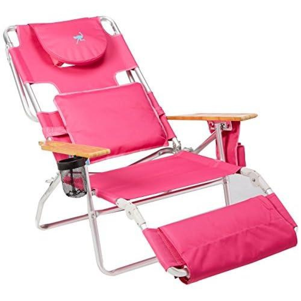 Ostrich Deluxe Padded Sport 3-In-1 Aluminum Beach Chair, Pink