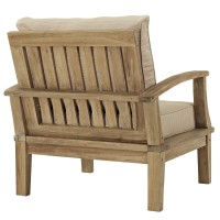 Modway Marina Outdoor Patio Teak Armchair In Natural Tan