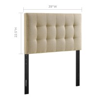 Modway Lily Tufted Linen Fabric Upholstered Twin Headboard In Beige