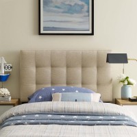 Modway Lily Tufted Linen Fabric Upholstered Twin Headboard In Beige