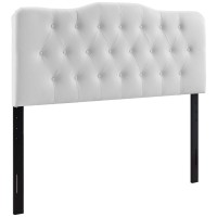 Modway Annabel Tufted Button Faux Leather Upholstered Queen Headboard In White