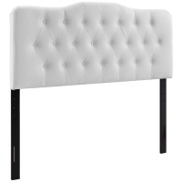 Modway Annabel Tufted Button Faux Leather Upholstered Queen Headboard In White