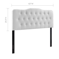 Modway Annabel Tufted Button Faux Leather Upholstered Queen Headboard In White