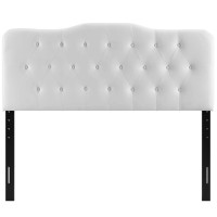 Modway Annabel Tufted Button Faux Leather Upholstered Queen Headboard In White