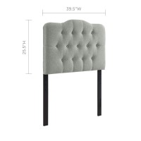 Modway Mod-5160 Annabel Tufted Button Linen Fabric Upholstered Twin Headboard In Gray