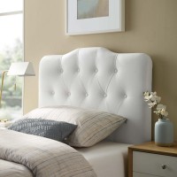 Modway Annabel Tufted Button Faux Leather Upholstered Twin Headboard In White