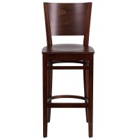 Flash Furniture Lacey Series Solid Back Mahogany Wood Restaurant Barstool - Burgundy Vinyl Seat