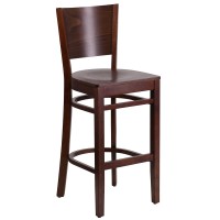 Flash Furniture Lacey Series Solid Back Walnut Wood Restaurant Barstool - Burgundy Vinyl Seat