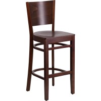 Lacey Series Solid Back Walnut Wood Restaurant Barstool