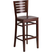 Darby Series Slat Back Walnut Wood Restaurant Barstool