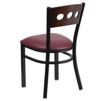 Flash Furniture Hercules Series Black 3 Circle Back Metal Restaurant Chair - Walnut Wood Back, Burgundy Vinyl Seat